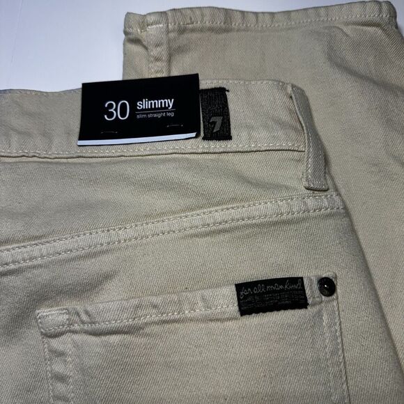 7 For All Mankind Jeans Men's 30 30X33 Slimmy Slim Straight Leg Beige - Picture 2 of 9